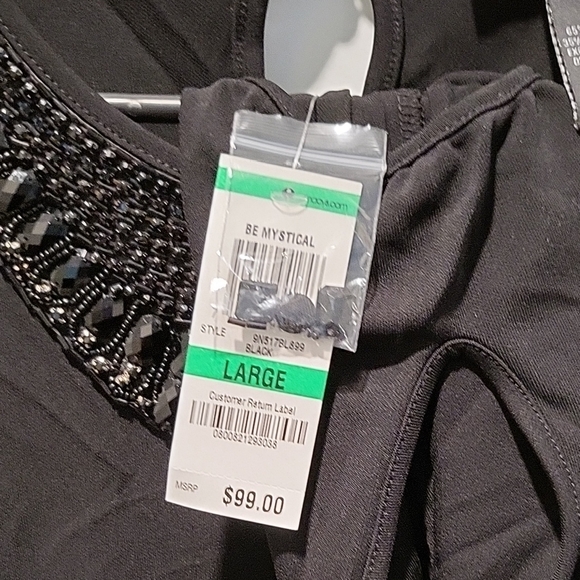 INC International Concepts Black Dress with Embellished Neckline - Picture 3 of 6